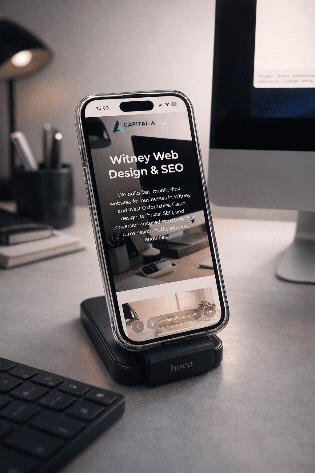 iPhone showcasing web design services