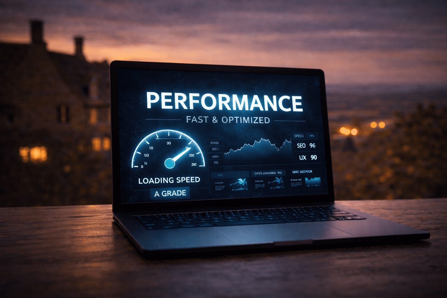 Laptop displaying performance metrics dashboard